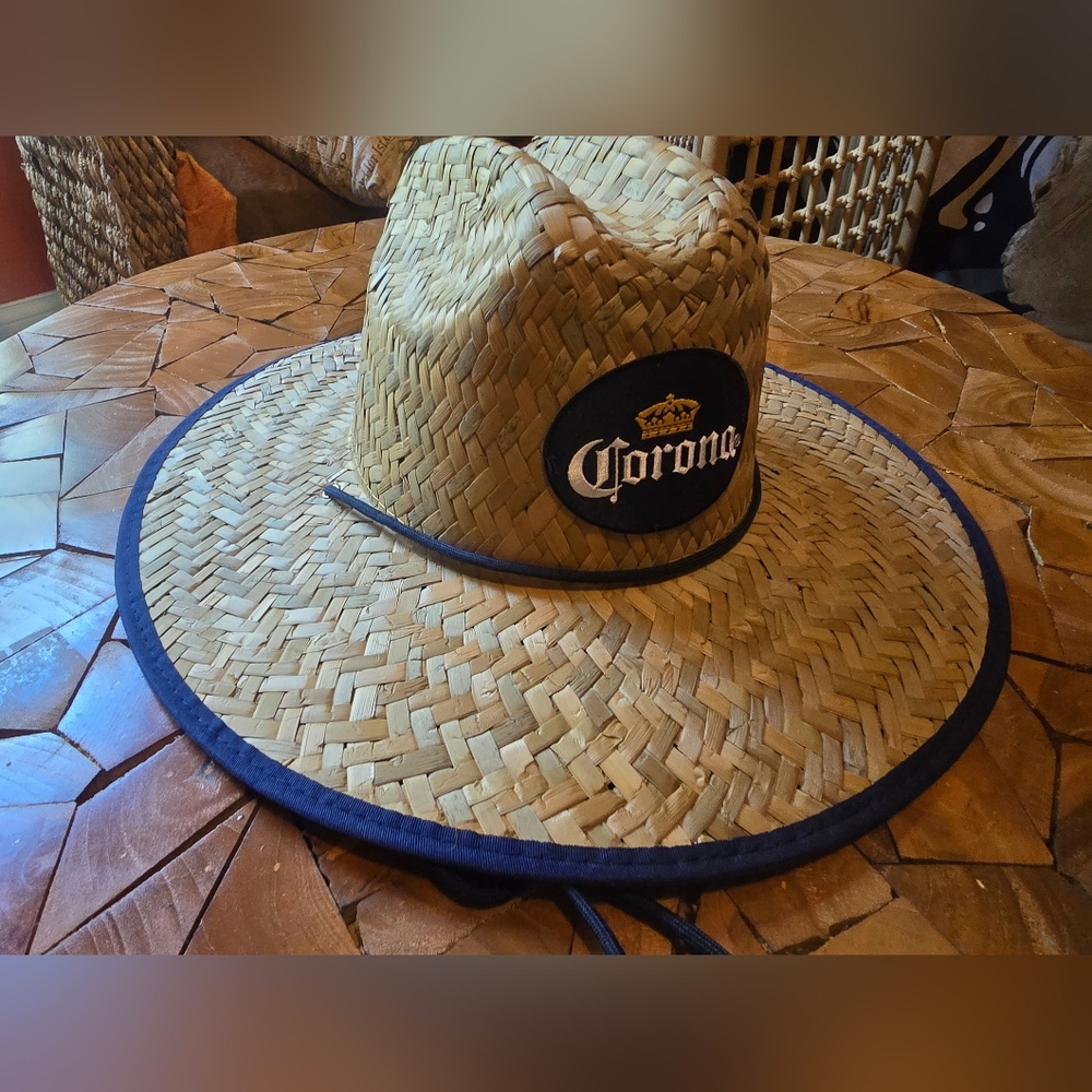 New Corona Woven Hat with Blue Trim